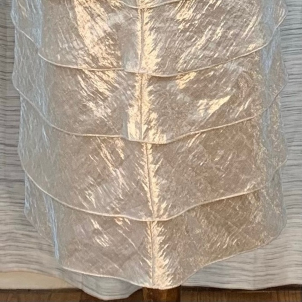 Cache shimmering champagne sleeveless shuttered party dress. - Picture 9 of 15